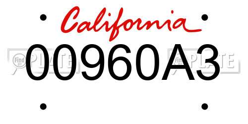 00960A3 California License Plate