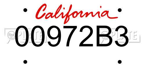 00972B3 California License Plate