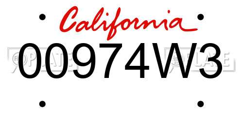00974W3 California License Plate