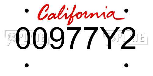 00977Y2 California License Plate