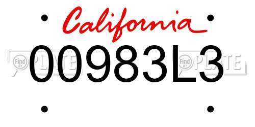 00983L3 California License Plate