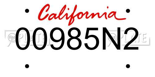 00985N2 California License Plate