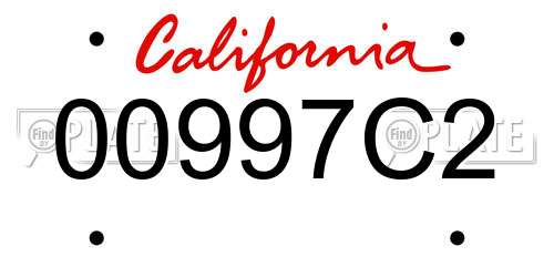 00997C2 California License Plate