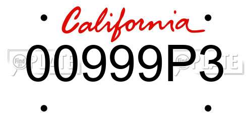 00999P3 California License Plate