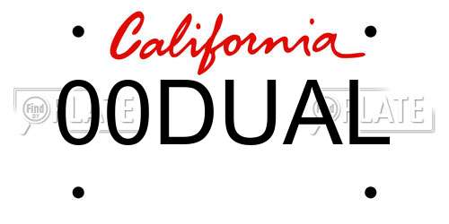 00DUAL California License Plate