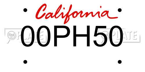00PH50 California License Plate