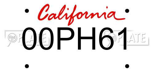 00PH61 California License Plate