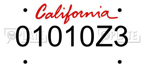01010Z3 California License Plate