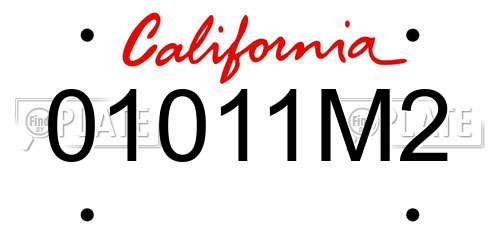 01011M2 California License Plate