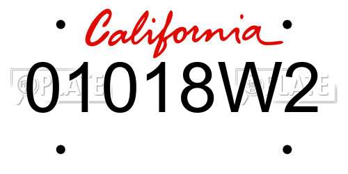 01018W2 California License Plate