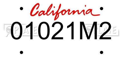 01021M2 California License Plate
