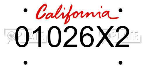 01026X2 California License Plate