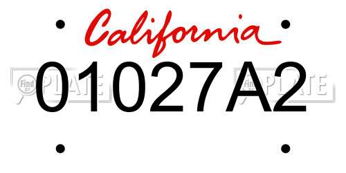 01027A2 California License Plate