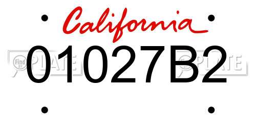 01027B2 California License Plate
