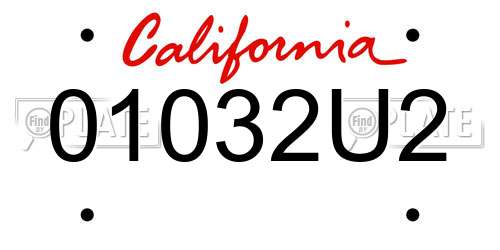 01032U2 California License Plate