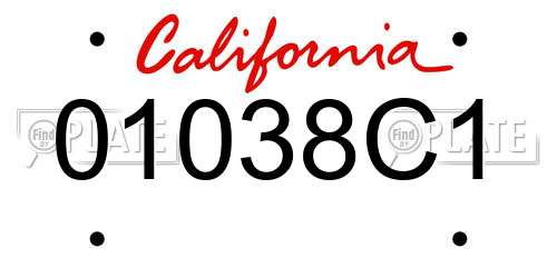 01038C1 California License Plate