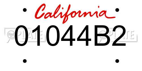 01044B2 California License Plate