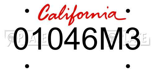 01046M3 California License Plate