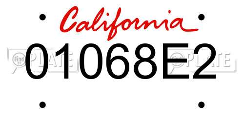 01068E2 California License Plate