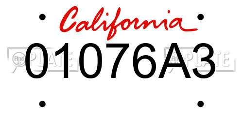 01076A3 California License Plate