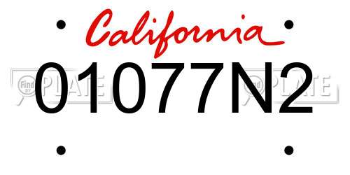 01077N2 California License Plate