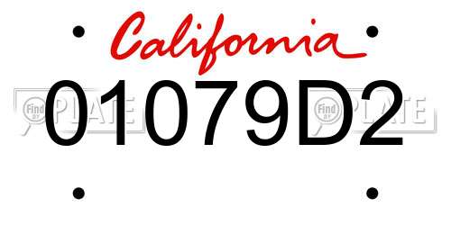 01079D2 California License Plate