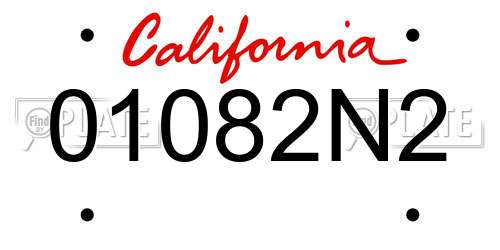 01082N2 California License Plate