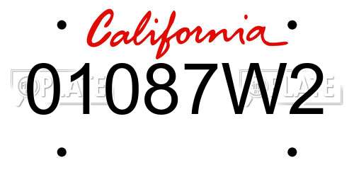 01087W2 California License Plate