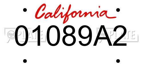 01089A2 California License Plate
