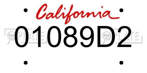 01089D2 California License Plate