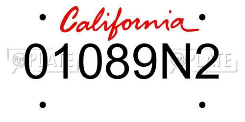 01089N2 California License Plate