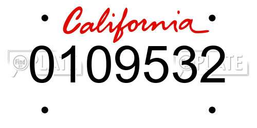 0109532 California License Plate