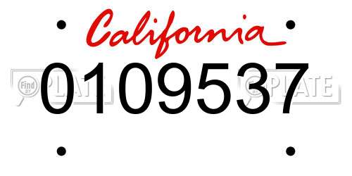 0109537 California License Plate