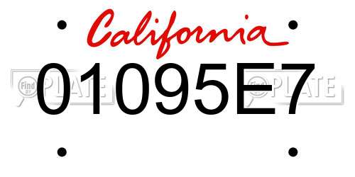 01095E7 California License Plate