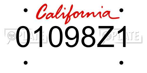 01098Z1 California License Plate