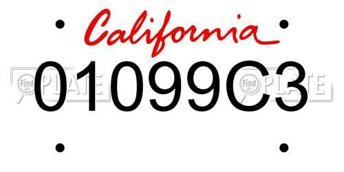 01099C3 California License Plate