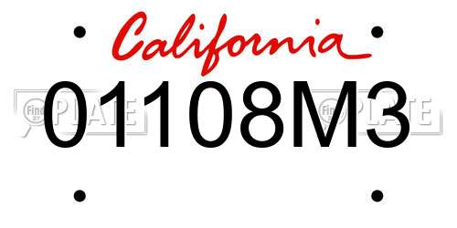 01108M3 California License Plate