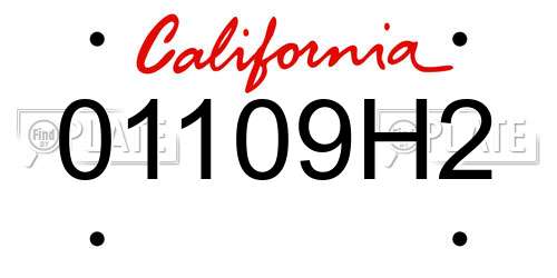 01109H2 California License Plate