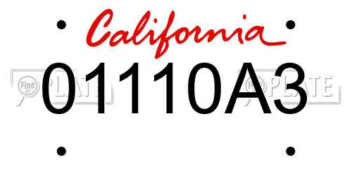 01110A3 California License Plate