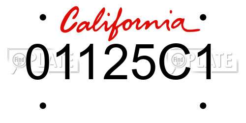 01125C1 California License Plate
