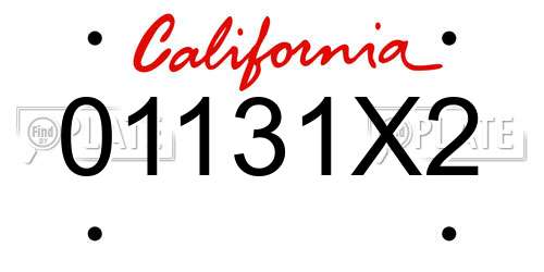 01131X2 California License Plate