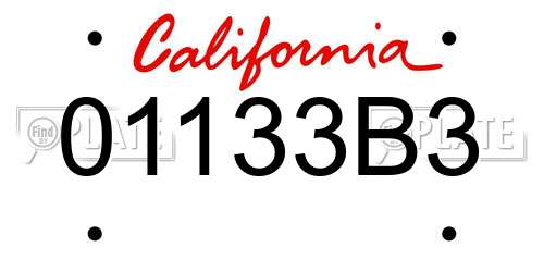 01133B3 California License Plate