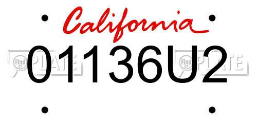 01136U2 California License Plate