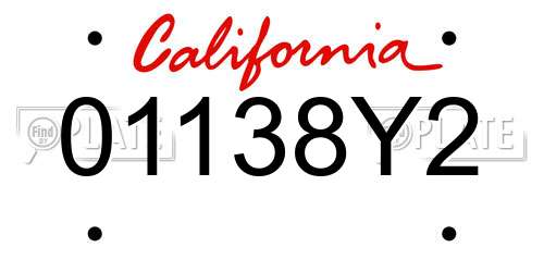 01138Y2 California License Plate