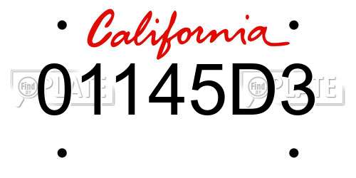 01145D3 California License Plate