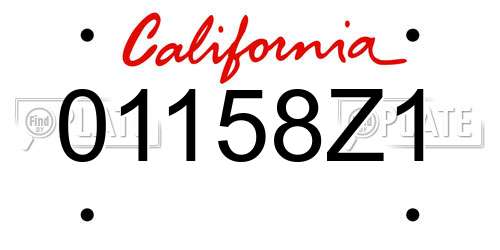 01158Z1 California License Plate