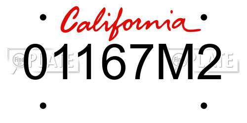 01167M2 California License Plate