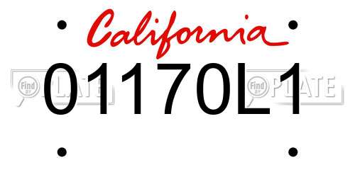 01170L1 California License Plate