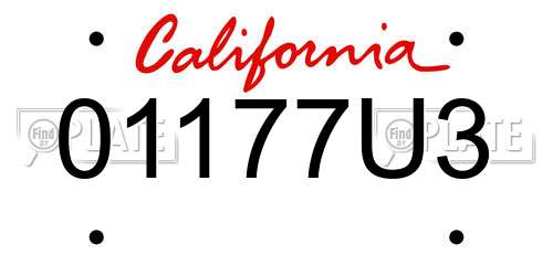 01177U3 California License Plate