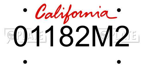 01182M2 California License Plate